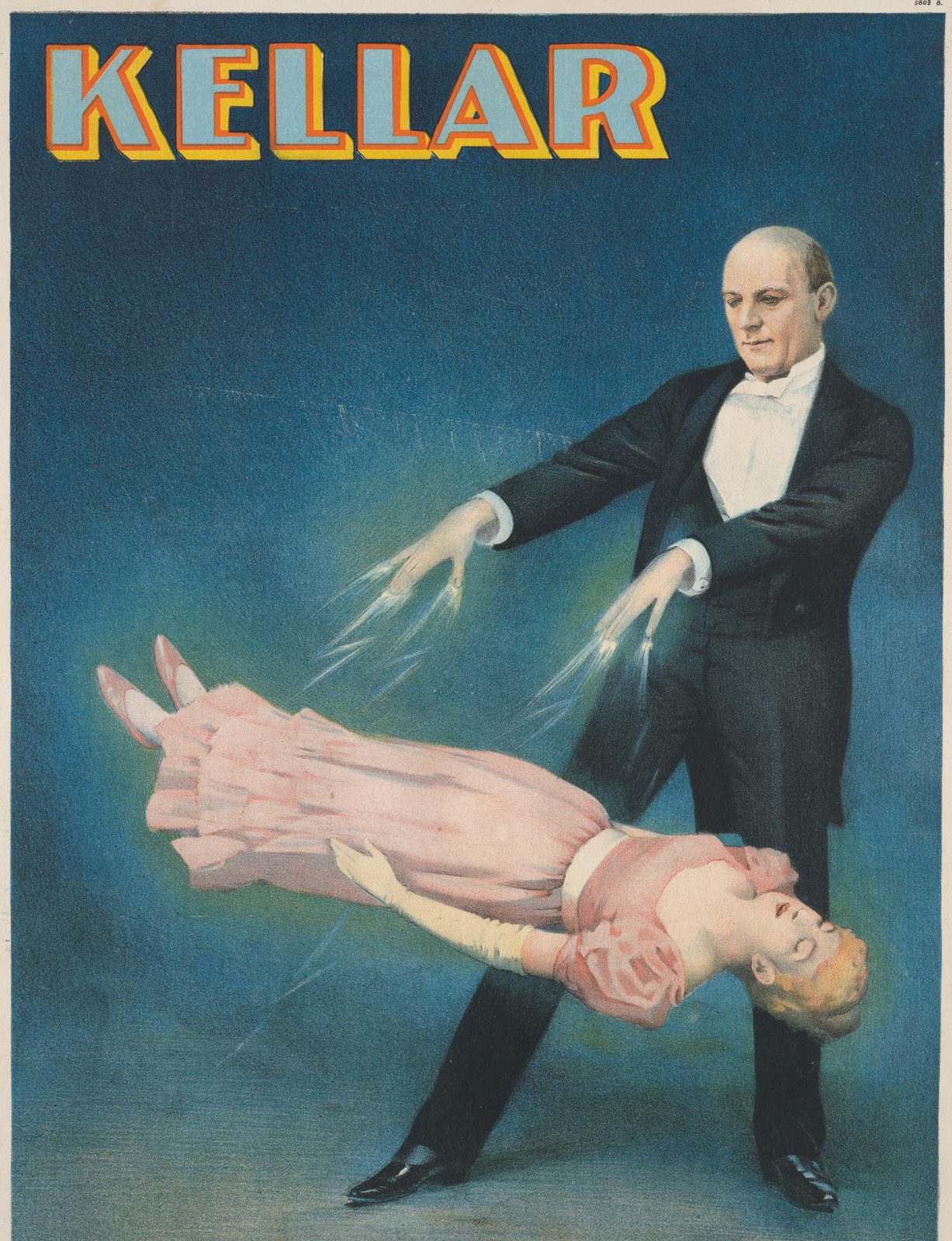 Kellar levitates Princess Karnac — Strobridge lithograph
