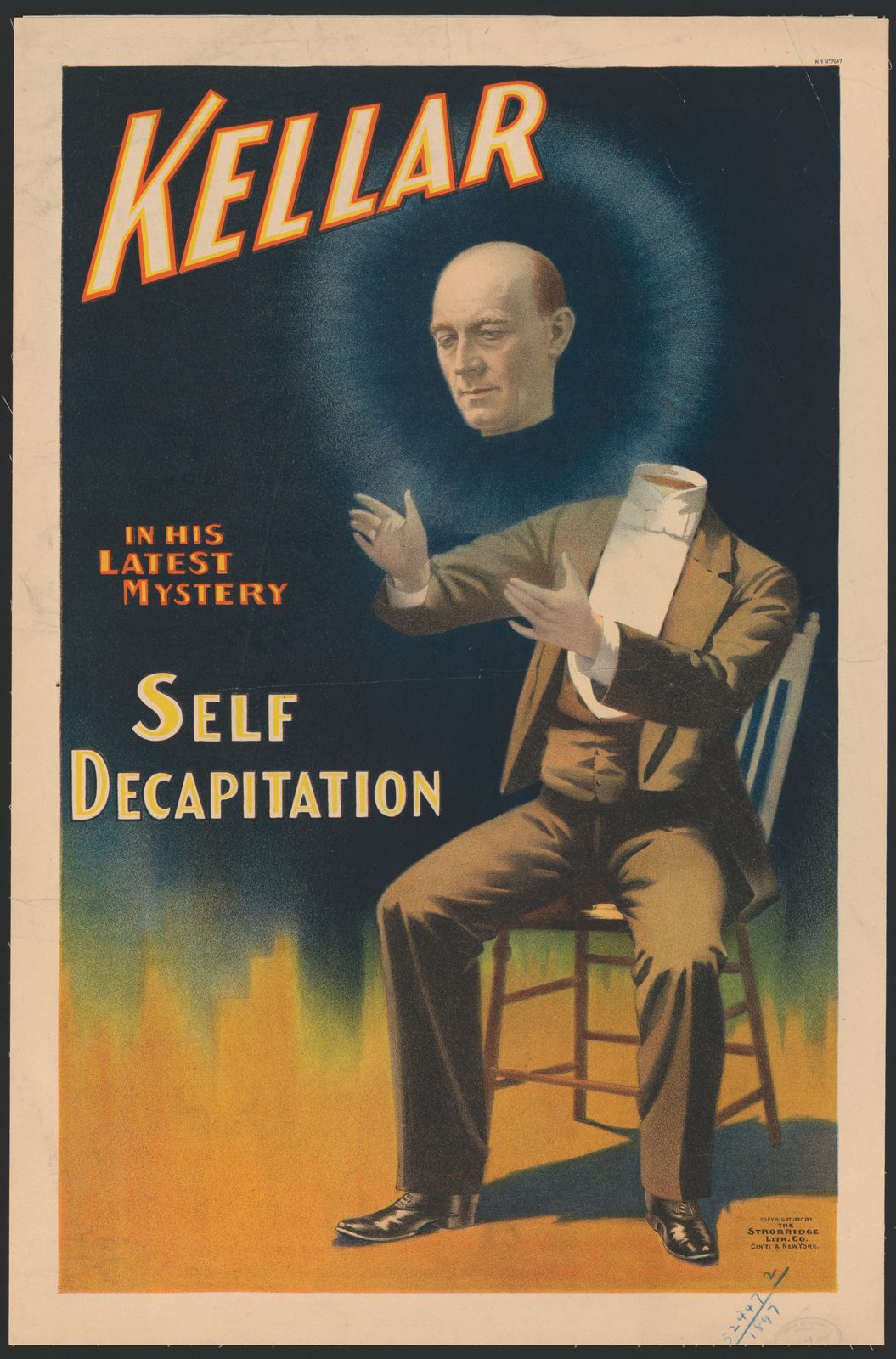 Kellar self-decapitation illusion lithograph